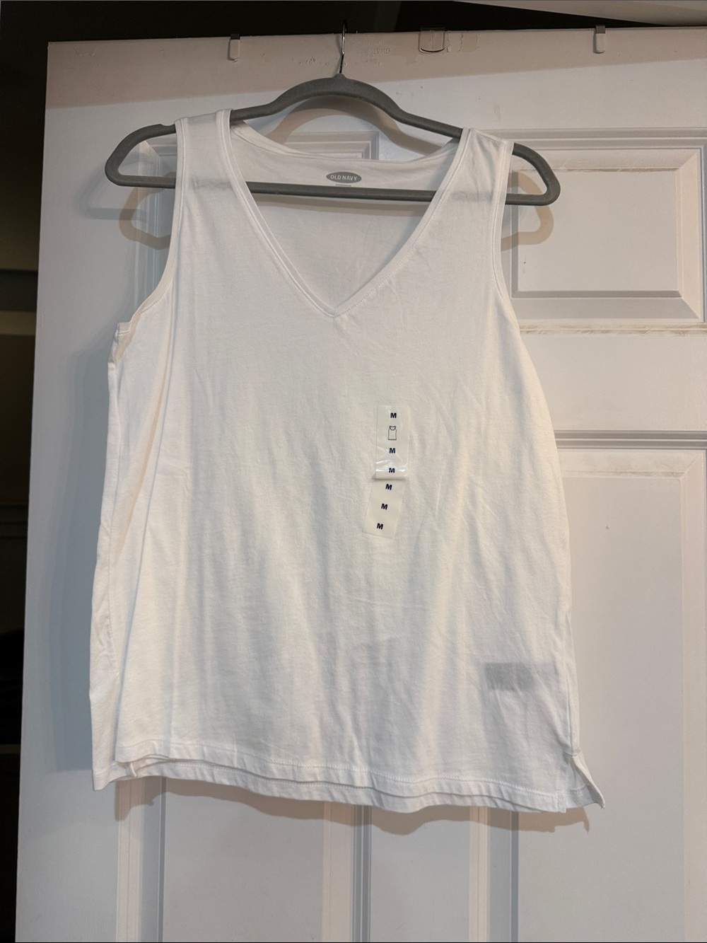 Old Navy White V-Neck Cotton Tank Top